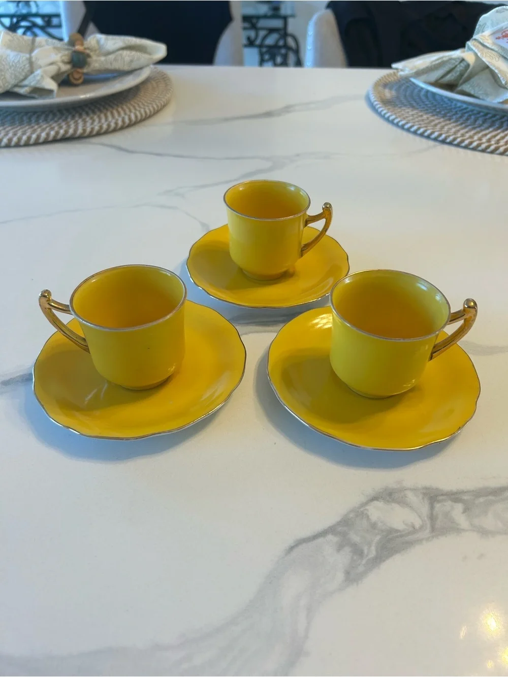 3 Sets Of Mini GOLDCASTLE Yellow Tea Cups
